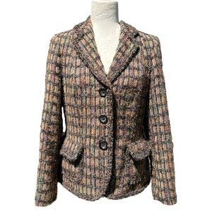 Rena Lange Tweed Pattern Virgin Wool Mohair Blazer